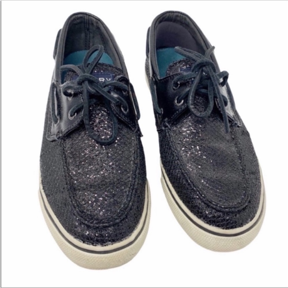 SPERRY glitter loafers boat shoes 7.5 M black